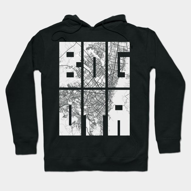 Bogota, Colombia City Map Typography - Light Hoodie by deMAP Studio